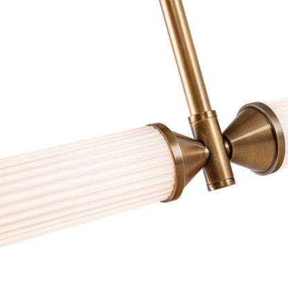 Alora Lighting Edwin Pendant, 42-Light, LED, Vintage Brass, Frosted Ribbed Glass, 47.88"L