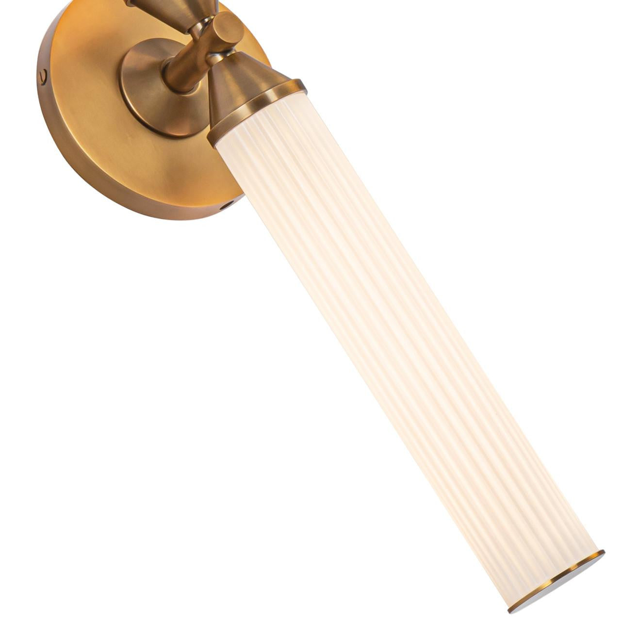 Alora Lighting Edwin Wall/Vanity Light, 1-Light, LED, Vintage Brass, Frosted Ribbed Glass, 17.63"H