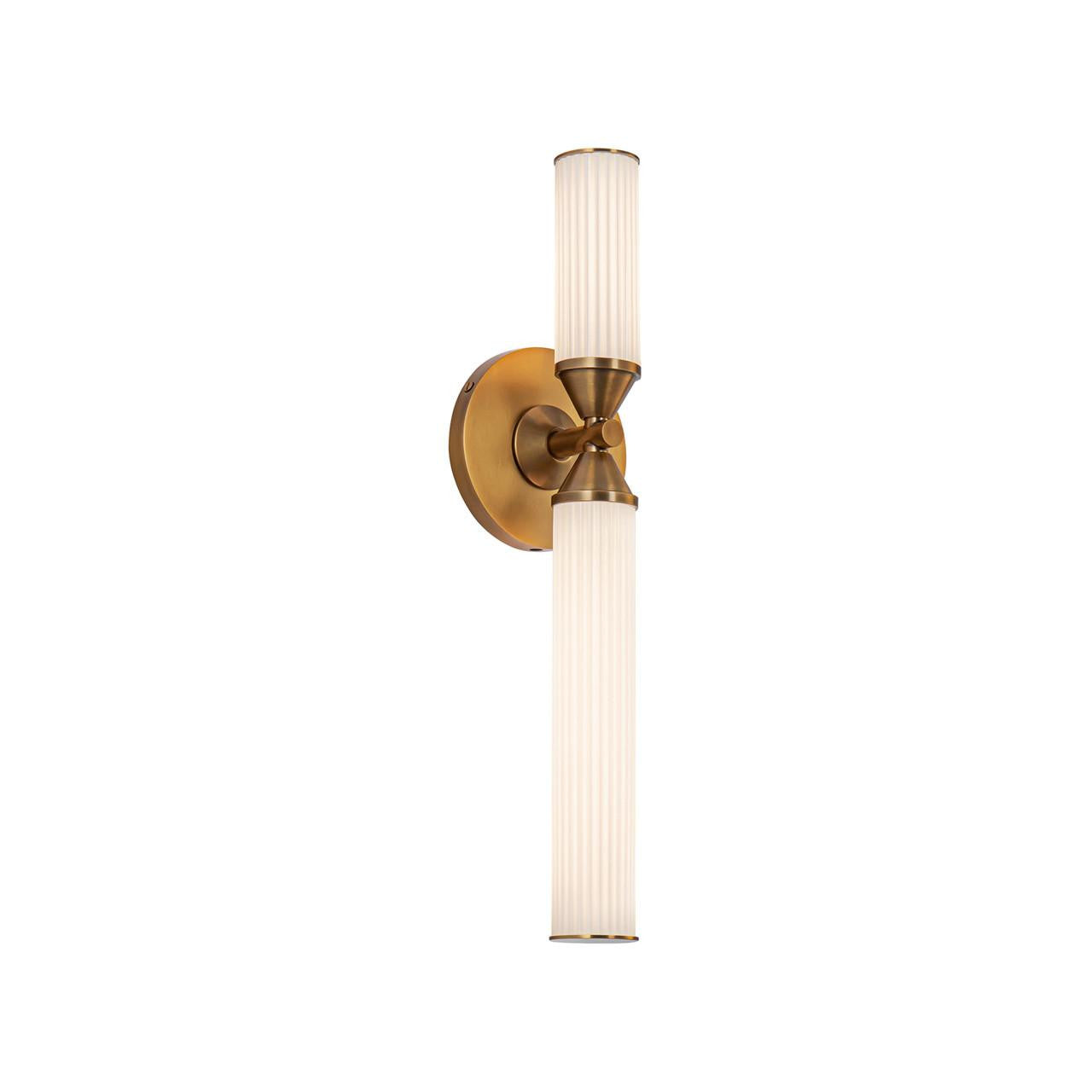 Alora Lighting Edwin Wall/Vanity Light, 1-Light, LED, Vintage Brass, Frosted Ribbed Glass, 17.63"H