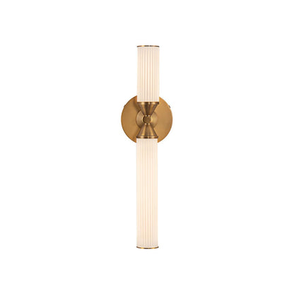 Alora Lighting Edwin Wall/Vanity Light, 1-Light, LED, Vintage Brass, Frosted Ribbed Glass, 17.63"H