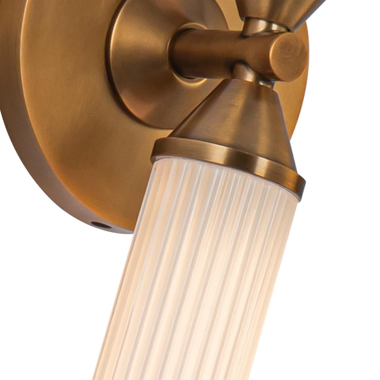 Alora Lighting Edwin Wall/Vanity Light, 24-Light, LED, Vintage Brass, Frosted Ribbed Glass, 22.38"H