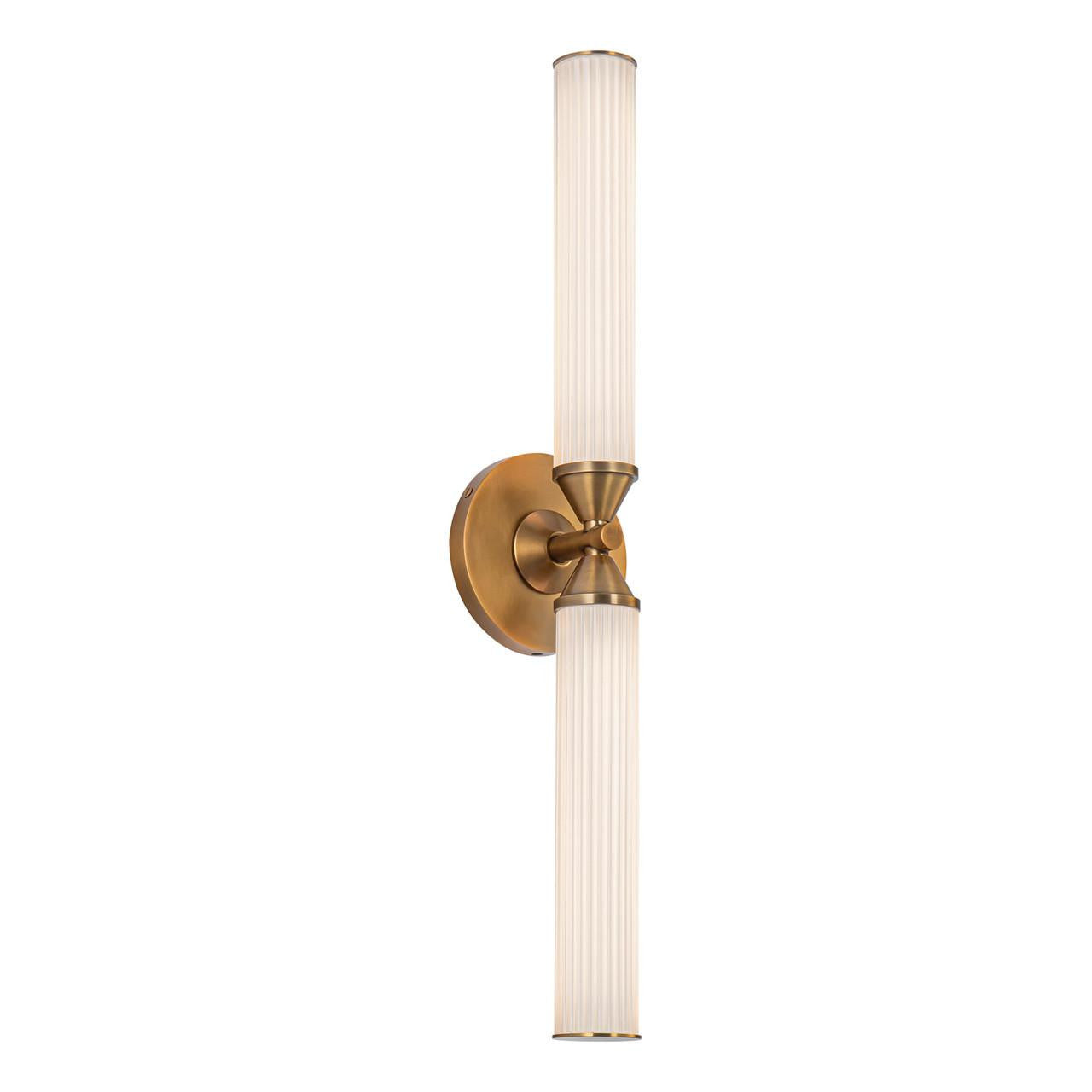 Alora Lighting Edwin Wall/Vanity Light, 24-Light, LED, Vintage Brass, Frosted Ribbed Glass, 22.38"H