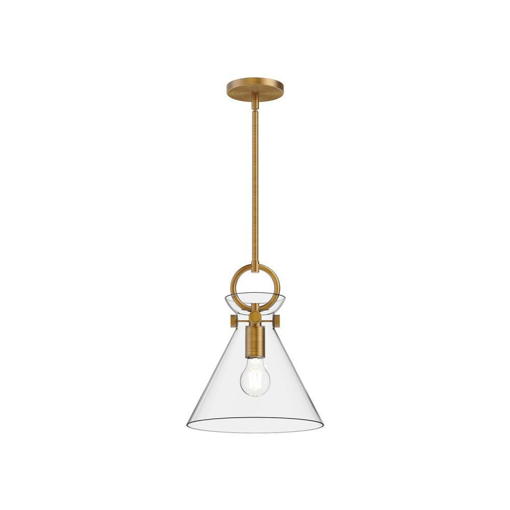 Alora Lighting Emerson 11-in Pendant Aged Gold, Clear Glass