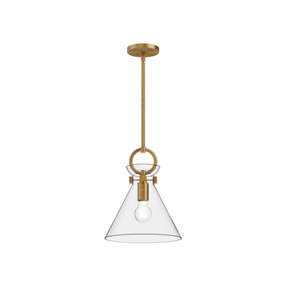Alora Lighting Emerson 11-in Pendant Aged Gold, Clear Glass
