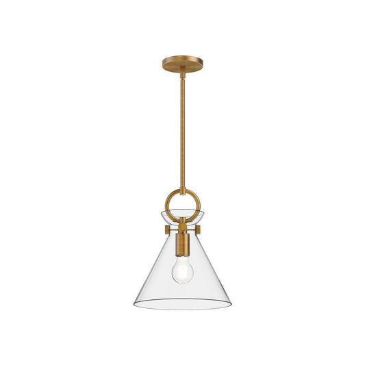 Alora Lighting Emerson 11-in Pendant Aged Gold, Clear Glass