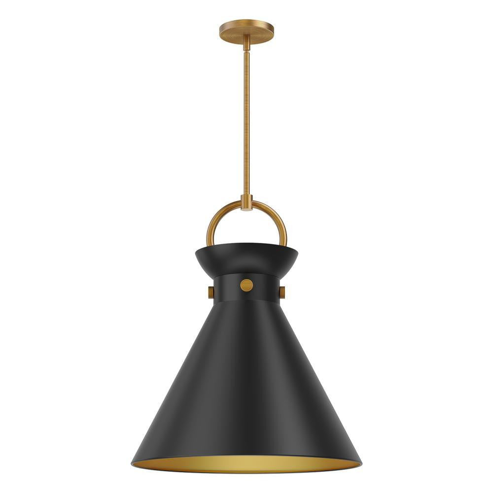Alora Lighting Emerson Pendant, 1-Light, Aged Gold, Matte Black, 21.75"H