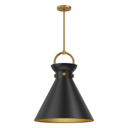 Alora Lighting Emerson Pendant, 1-Light, Aged Gold, Matte Black, 21.75"H