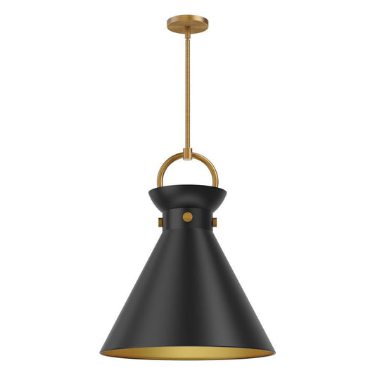 Alora Lighting Emerson Pendant, 1-Light, Aged Gold, Matte Black, 21.75"H