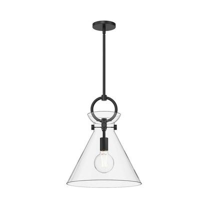 Alora Lighting Emerson Pendant, 1-Light, Matte Black, Clear Glass, 17"H