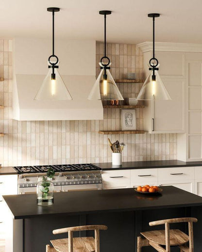 Alora Lighting Emerson Pendant, 1-Light, Matte Black, Clear Glass, 17"H