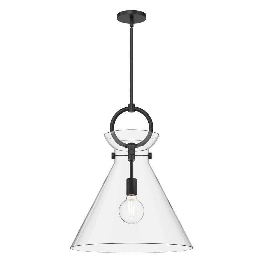 Alora Lighting Emerson Pendant, 1-Light, Matte Black, Clear Glass, 21.75"H