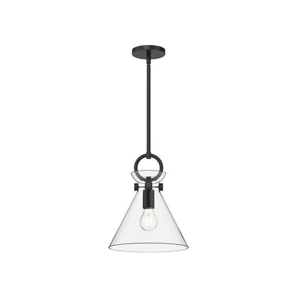 Alora Lighting Emerson 11-in Pendant Matte Black, Smoked Solid Glass
