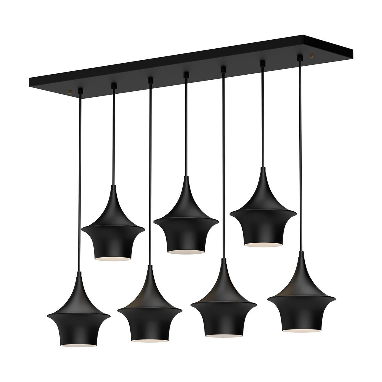 Alora Lighting Emiko Linear Chandelier, 7-Light, Matte Black, 36.13"L