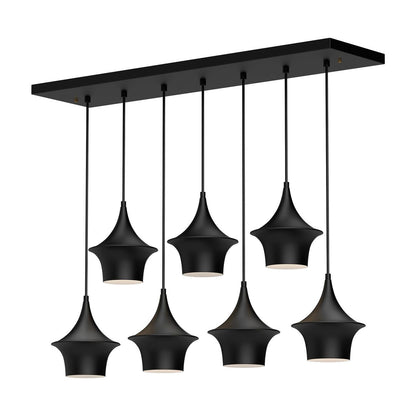 Alora Lighting Emiko Linear Chandelier, 7-Light, Matte Black, 36.13"L