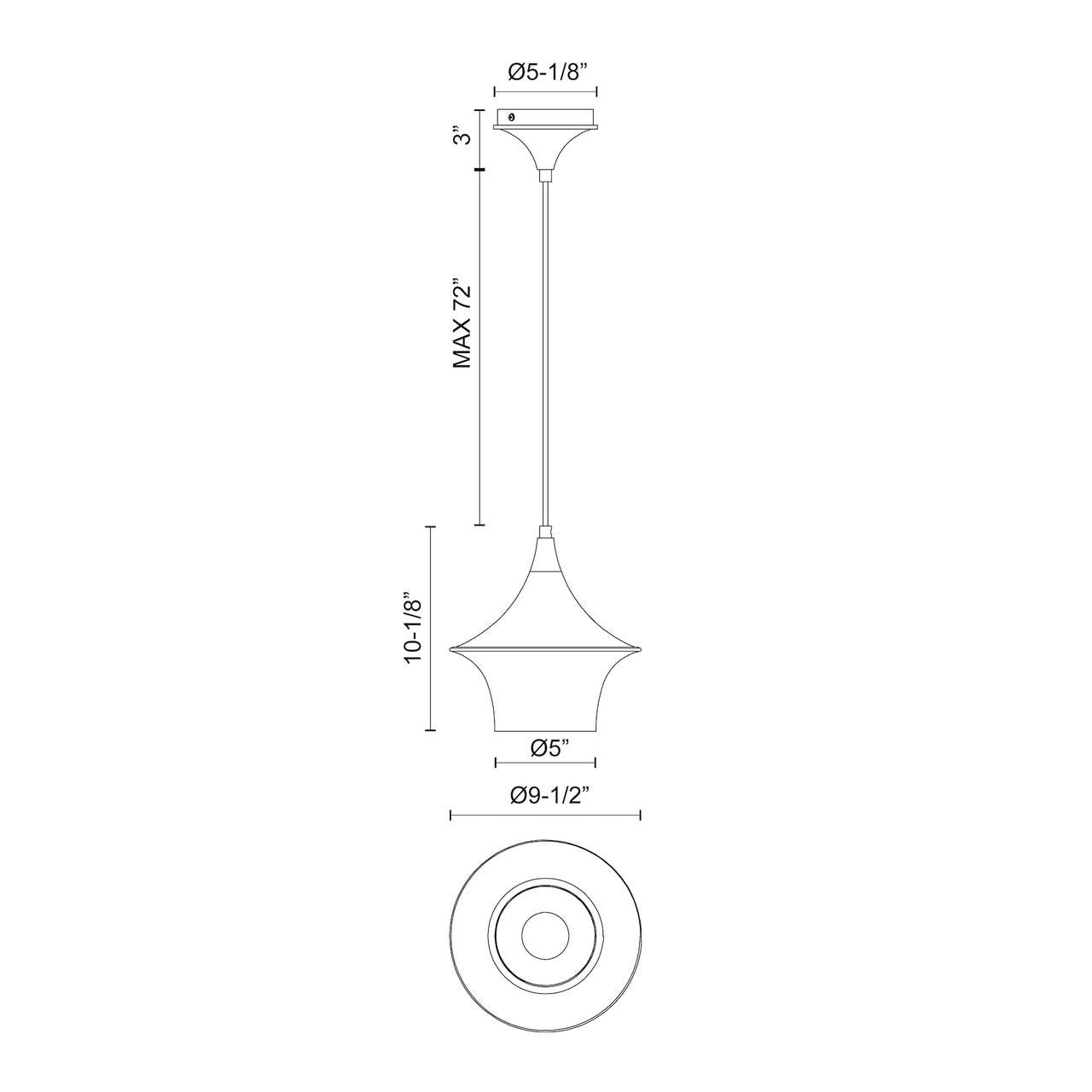 Alora Lighting Emiko Pendant, 1-Light, Matte Black, 10.13"H
