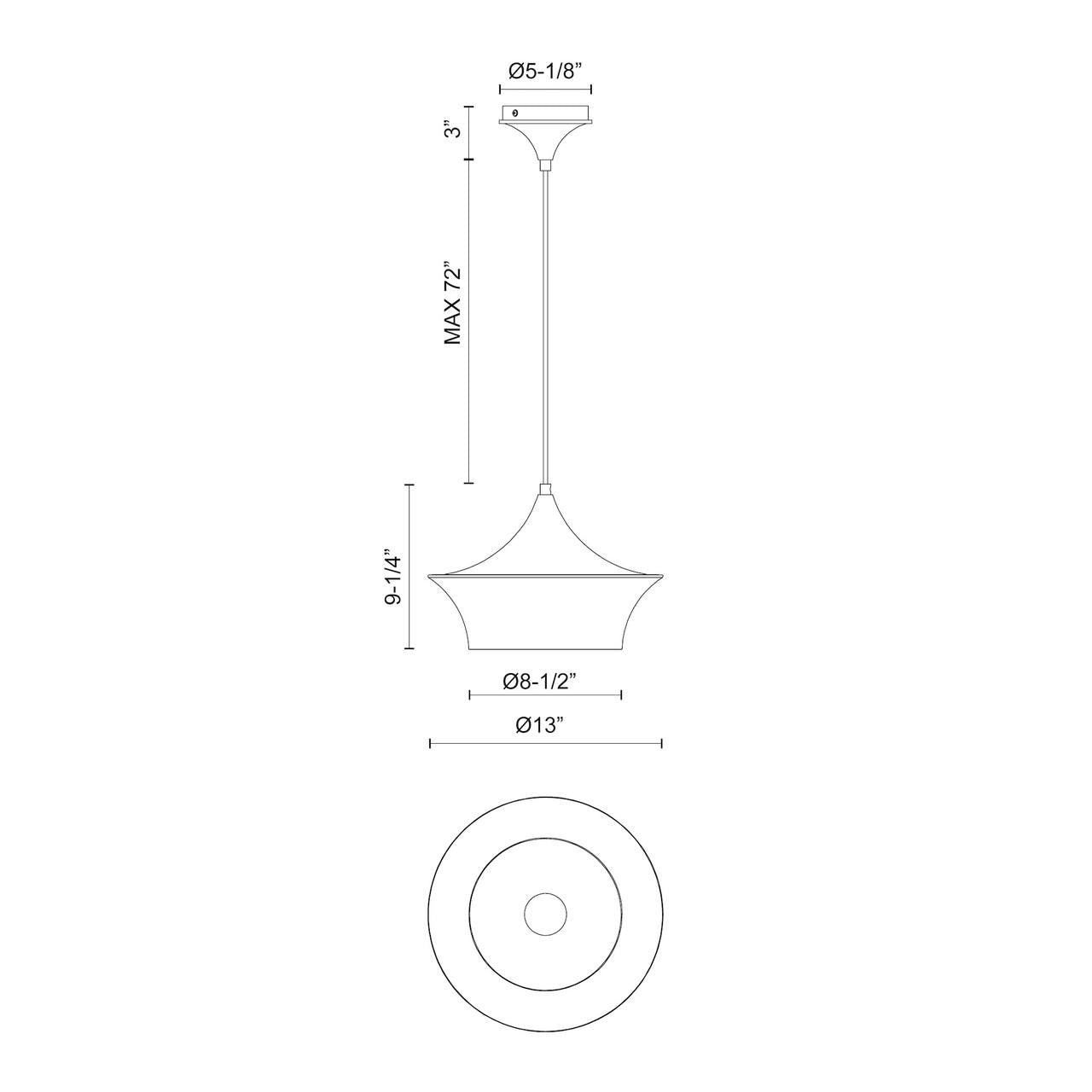 Alora Lighting Emiko Pendant, 1-Light, Matte Black, 13"D
