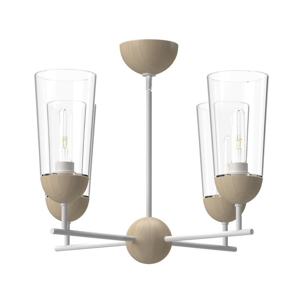 Alora Lighting Emil Chandelier, 4-Light, White, White Oak, 25"D