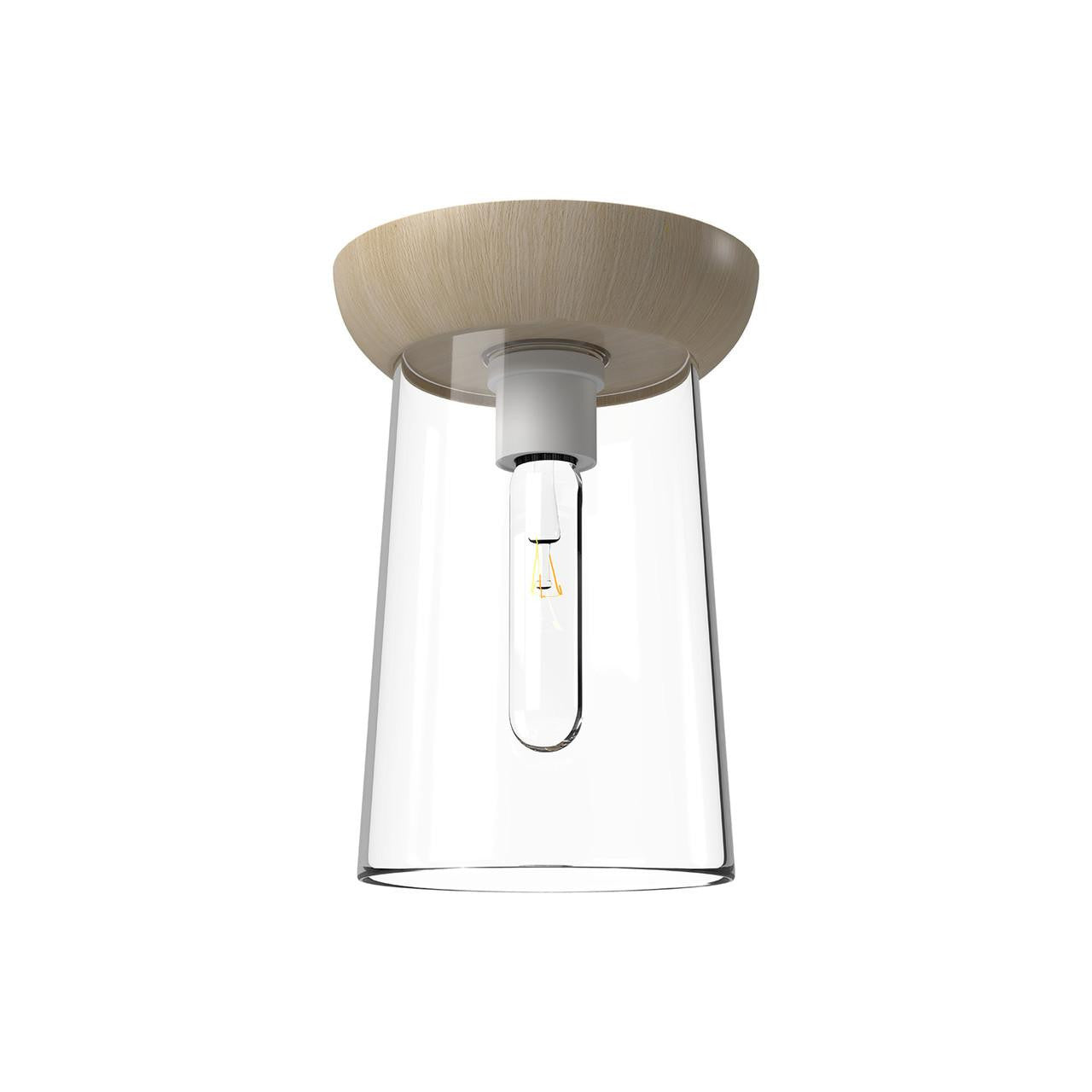 Alora Lighting Emil Flush Mount, 1-Light, White, White Oak, 10"H