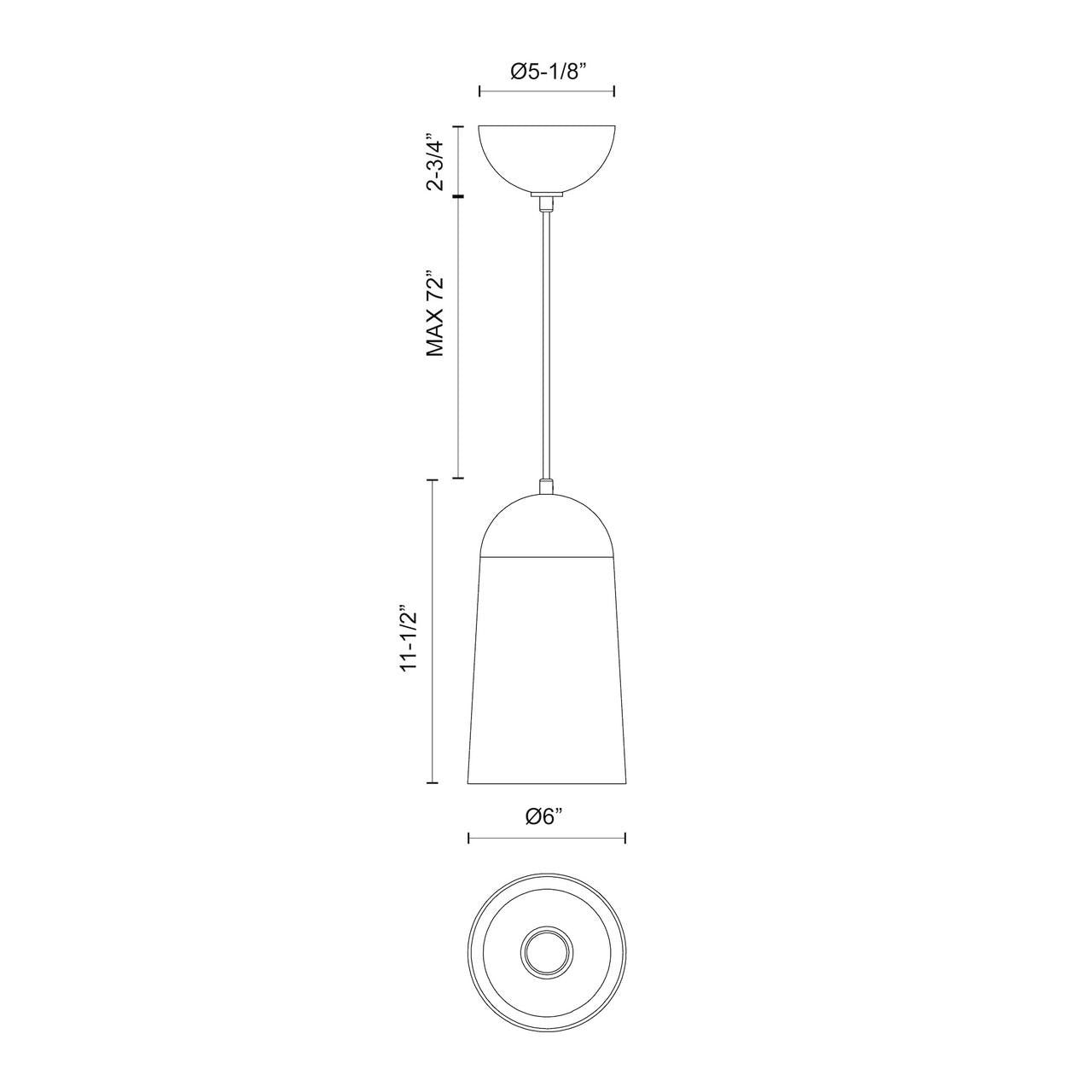 Alora Lighting Emil Pendant, 1-Light, Matte Black, Walnut, 11.5"H