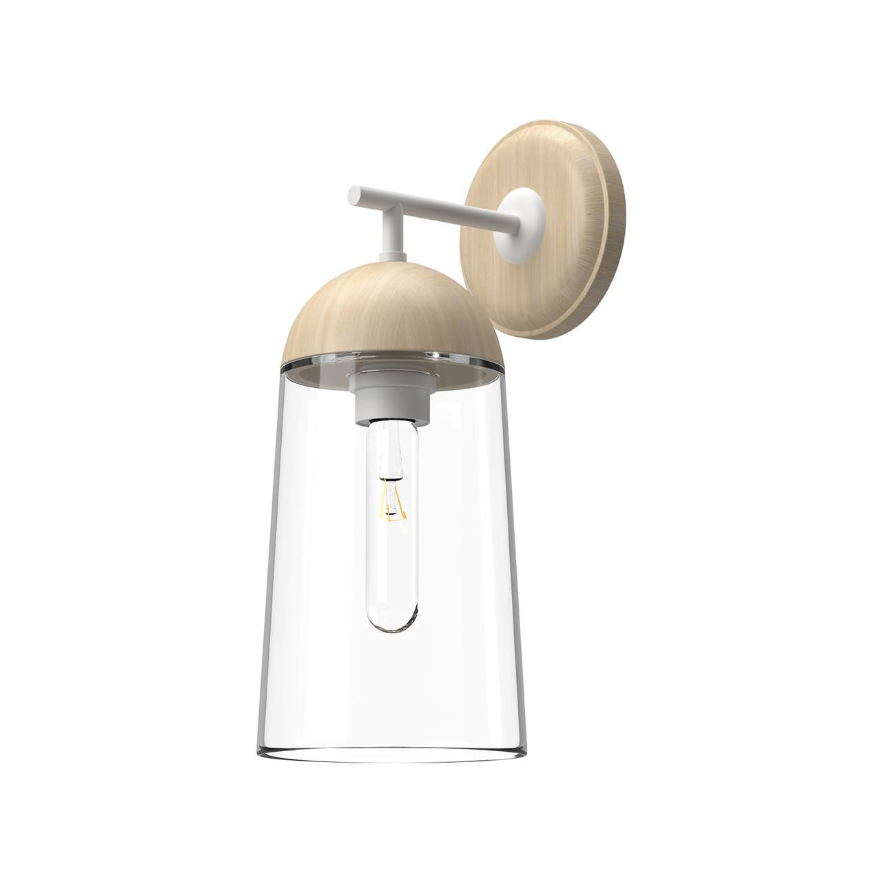 Alora Lighting Emil Wall Sconce, 1-Light, White, White Oak, 14.88"H