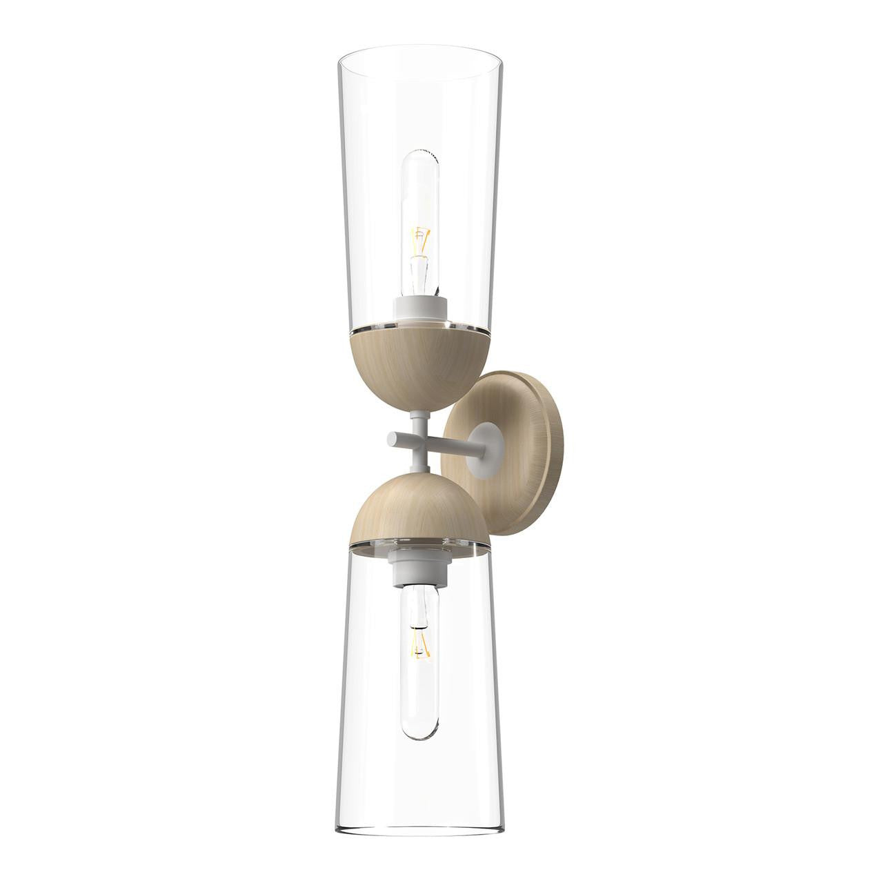 Alora Lighting Emil Wall Sconce, 2-Light, White, White Oak, 23.38"H
