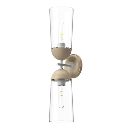 Alora Lighting Emil Wall Sconce, 2-Light, White, White Oak, 23.38"H