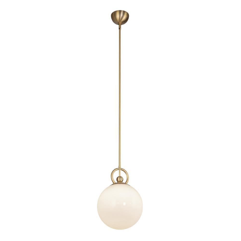 Alora Lighting Fiore 10-in Brushed Gold/Glossy Opal Glass 1 Light Pendant