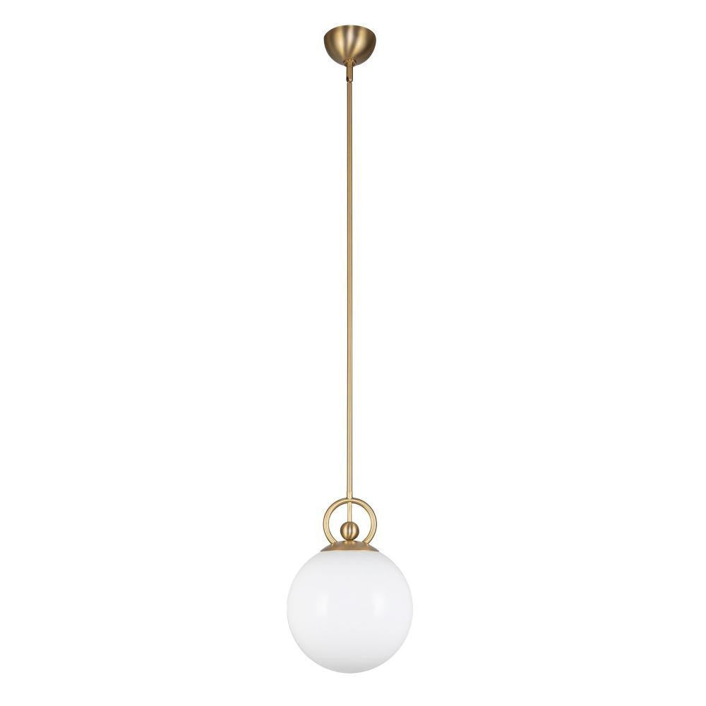 Alora Lighting Fiore 10-in Brushed Gold/Glossy Opal Glass 1 Light Pendant