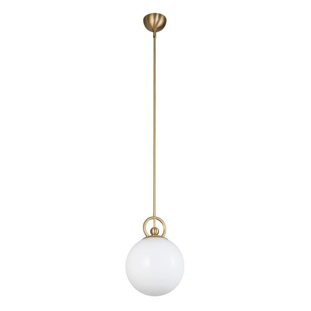 Alora Lighting Fiore 10-in Brushed Gold/Glossy Opal Glass 1 Light Pendant