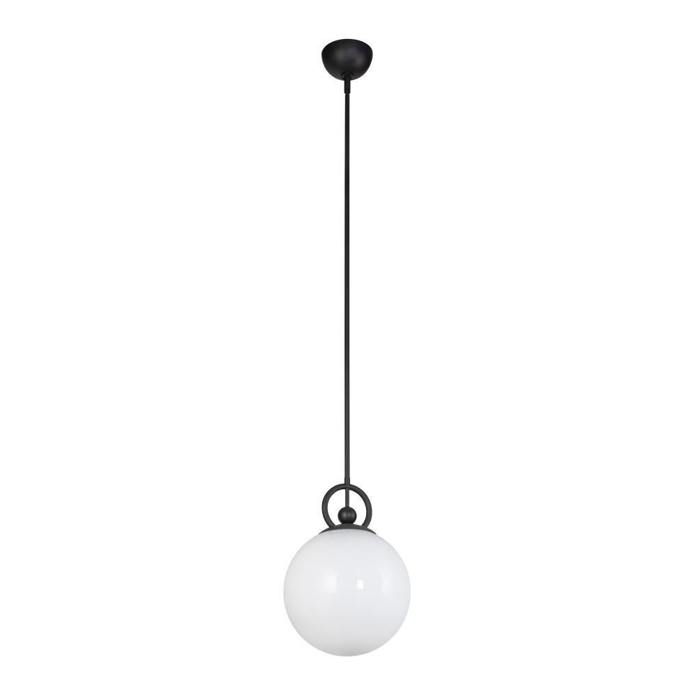 Alora Lighting Fiore 10-in Matte Black/Glossy Opal Glass 1 Light Pendant