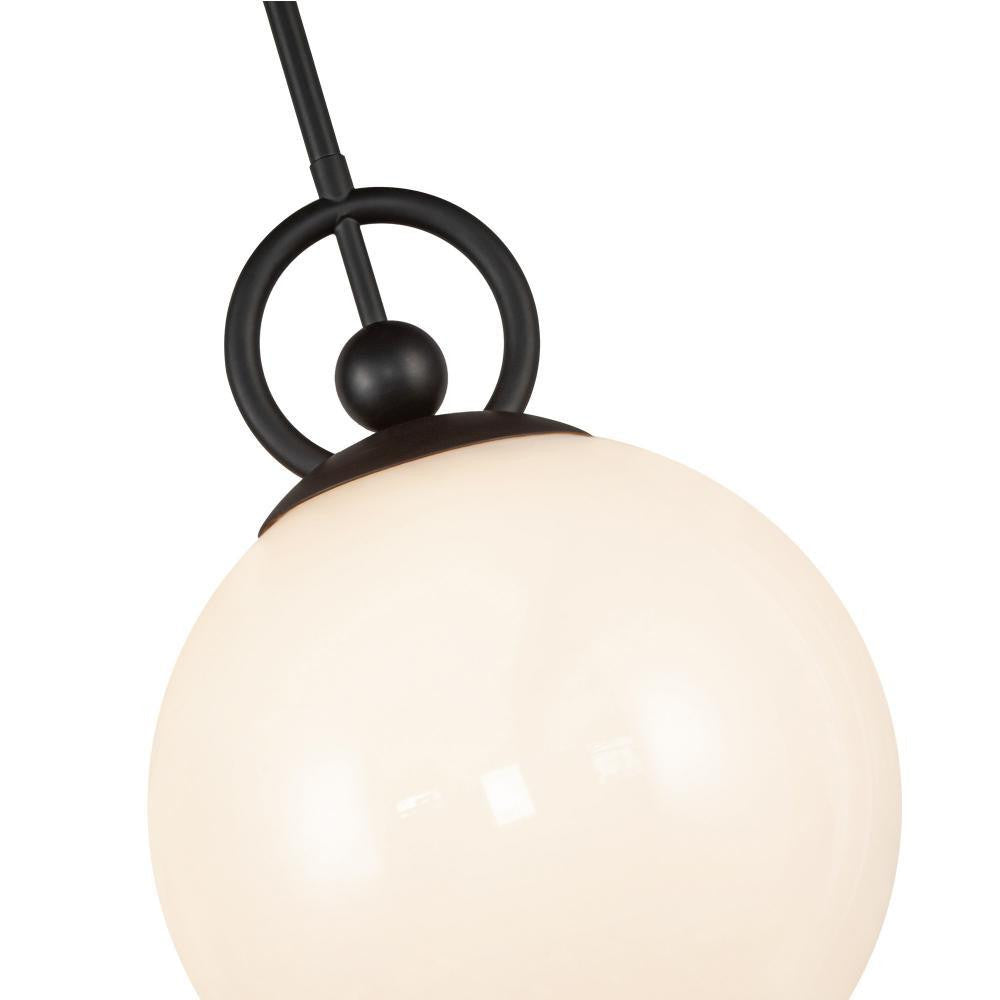 Alora Lighting Fiore 10-in Matte Black/Glossy Opal Glass 1 Light Pendant