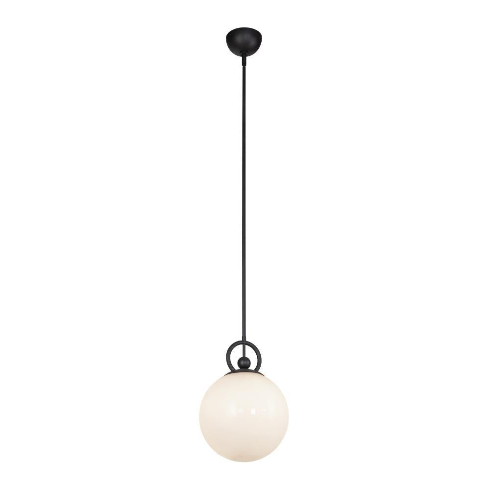 Alora Lighting Fiore 10-in Matte Black/Glossy Opal Glass 1 Light Pendant