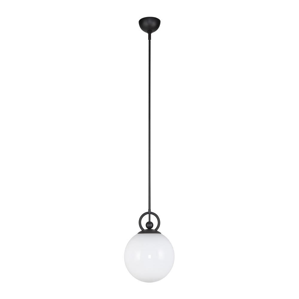 Alora Lighting Fiore 10-in Matte Black/Glossy Opal Glass 1 Light Pendant