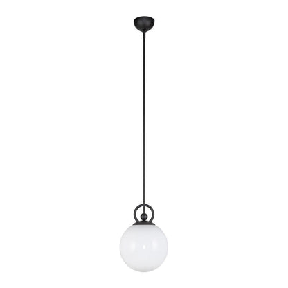 Alora Lighting Fiore 10-in Matte Black/Glossy Opal Glass 1 Light Pendant