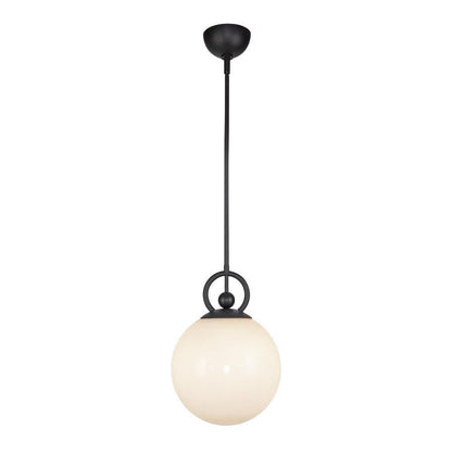 Alora Lighting Fiore 10-in Matte Black/Glossy Opal Glass 1 Light Pendant