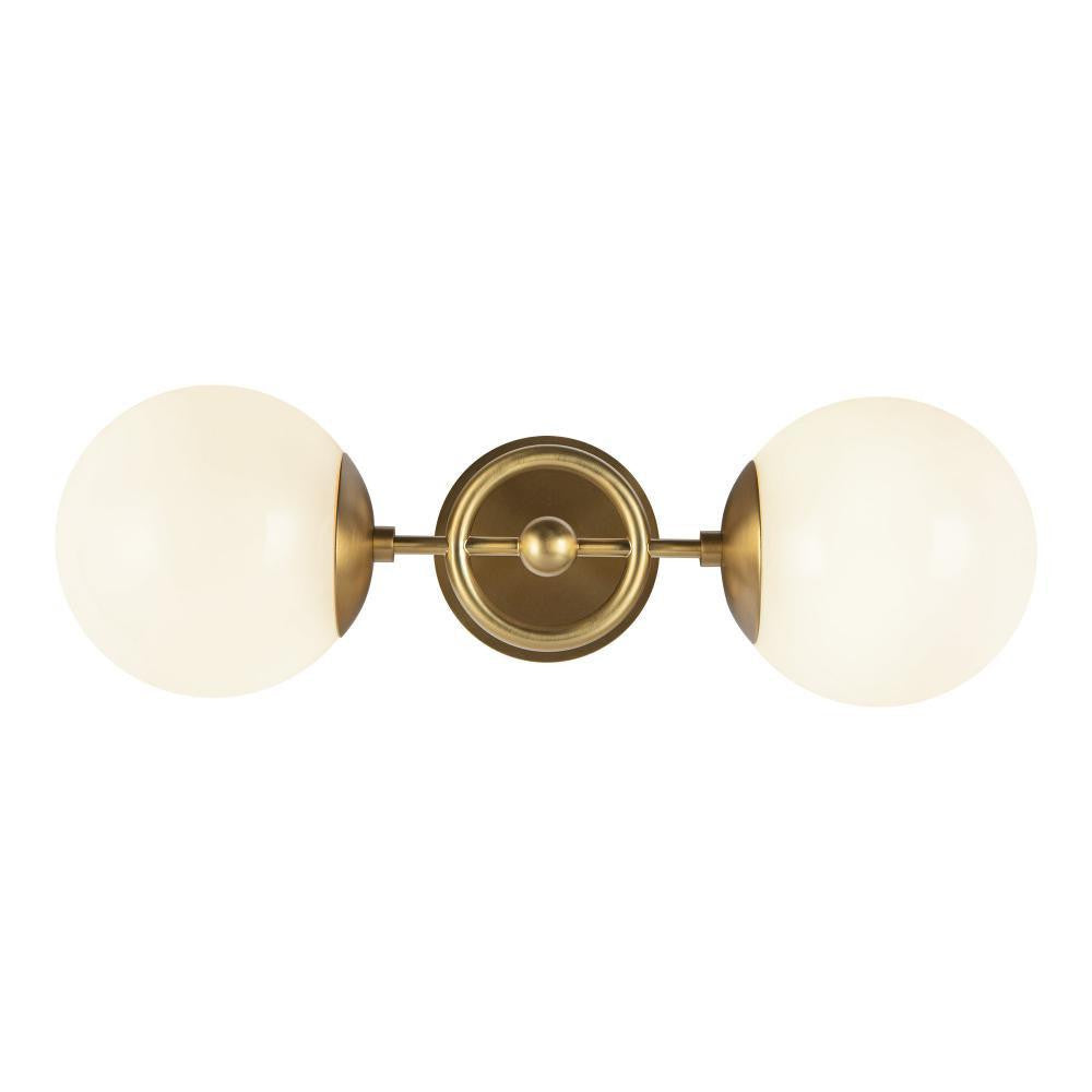 Alora Lighting Fiore 18-in Brushed Gold/Glossy Opal Glass 2 Lights Wall Vanity