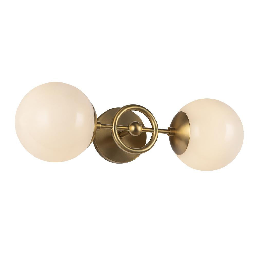 Alora Lighting Fiore 18-in Brushed Gold/Glossy Opal Glass 2 Lights Wall Vanity