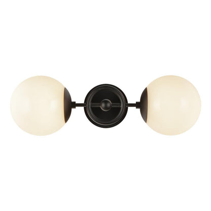 Alora Lighting Fiore 18-in Matte Black/Glossy Opal Glass 2 Lights Wall Vanity