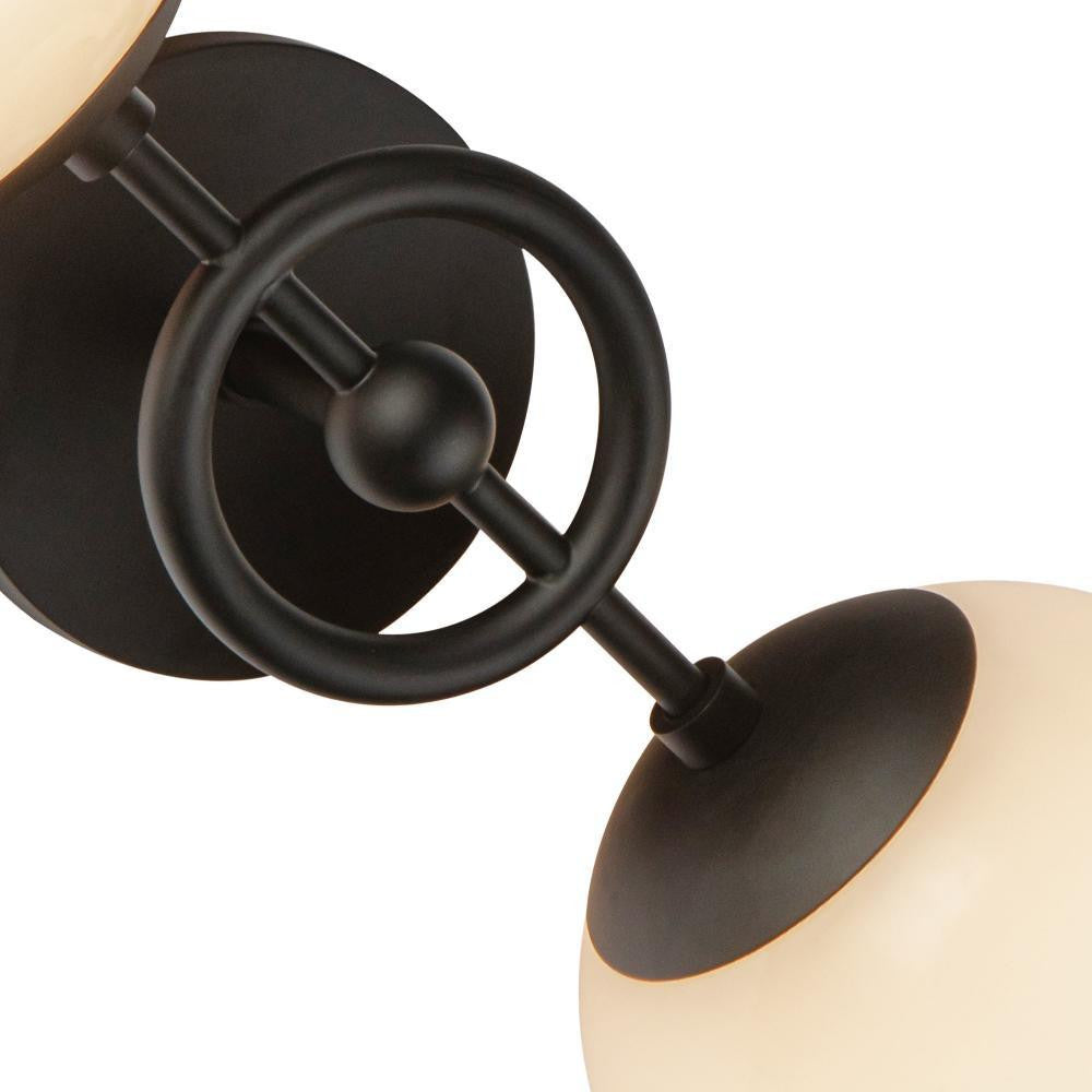 Alora Lighting Fiore 18-in Matte Black/Glossy Opal Glass 2 Lights Wall Vanity