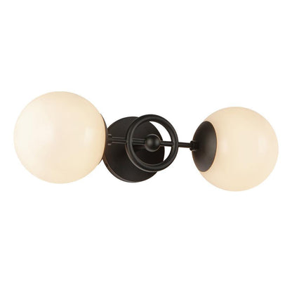 Alora Lighting Fiore 18-in Matte Black/Glossy Opal Glass 2 Lights Wall Vanity