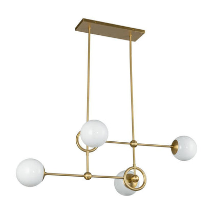 Alora Lighting Fiore 42-in Brushed Gold/Glossy Opal Glass 4 Lights Chandelier