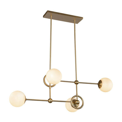Alora Lighting Fiore 42-in Brushed Gold/Glossy Opal Glass 4 Lights Chandelier