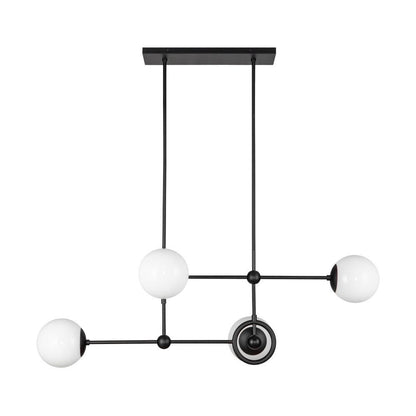 Alora Lighting Fiore 42-in Matte Black/Glossy Opal Glass 4 Lights Chandelier