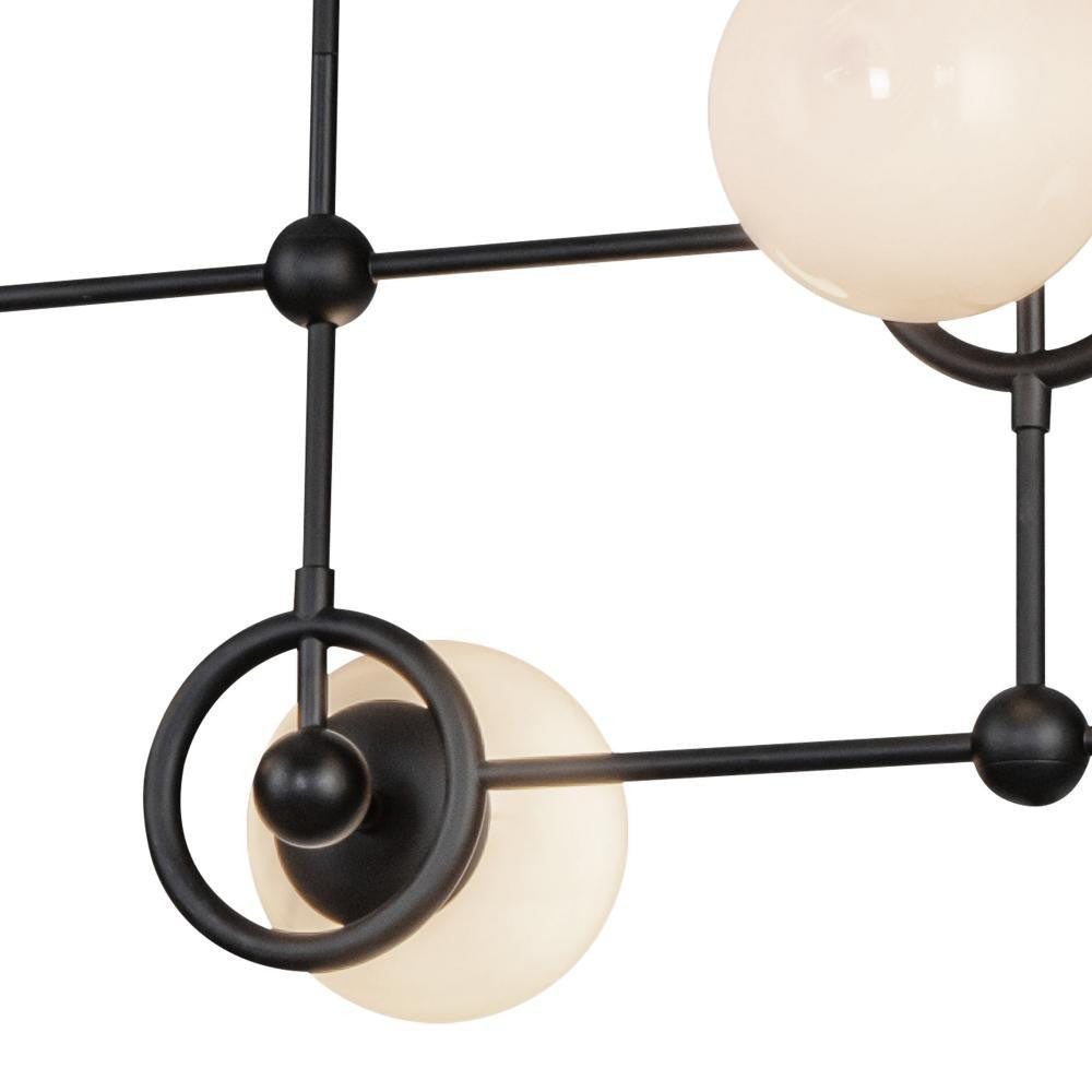 Alora Lighting Fiore 42-in Matte Black/Glossy Opal Glass 4 Lights Chandelier