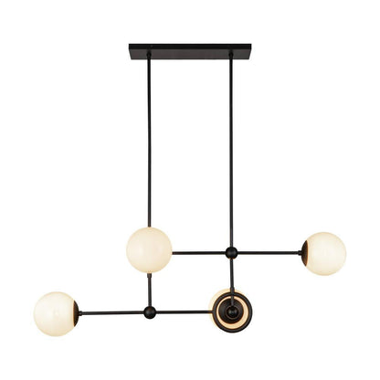 Alora Lighting Fiore 42-in Matte Black/Glossy Opal Glass 4 Lights Chandelier