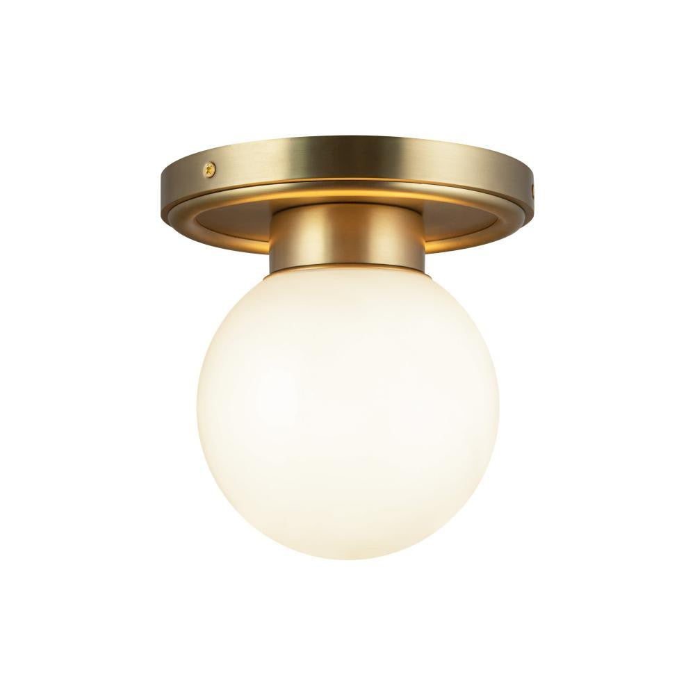 Alora Lighting Fiore 6-in Brushed Gold/Glossy Opal Glass 1 Light Semi-Flush