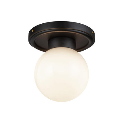 Alora Lighting Fiore 6-in Matte Black/Glossy Opal Glass 1 Light Semi-Flush
