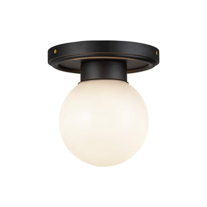 Alora Lighting Fiore 6-in Matte Black/Glossy Opal Glass 1 Light Semi-Flush