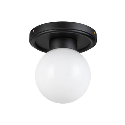Alora Lighting Fiore 6-in Matte Black/Glossy Opal Glass 1 Light Semi-Flush