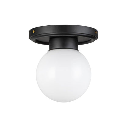 Alora Lighting Fiore 6-in Matte Black/Glossy Opal Glass 1 Light Semi-Flush